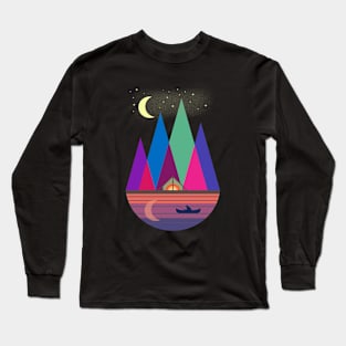 Camping and fishing in the moonlight Long Sleeve T-Shirt